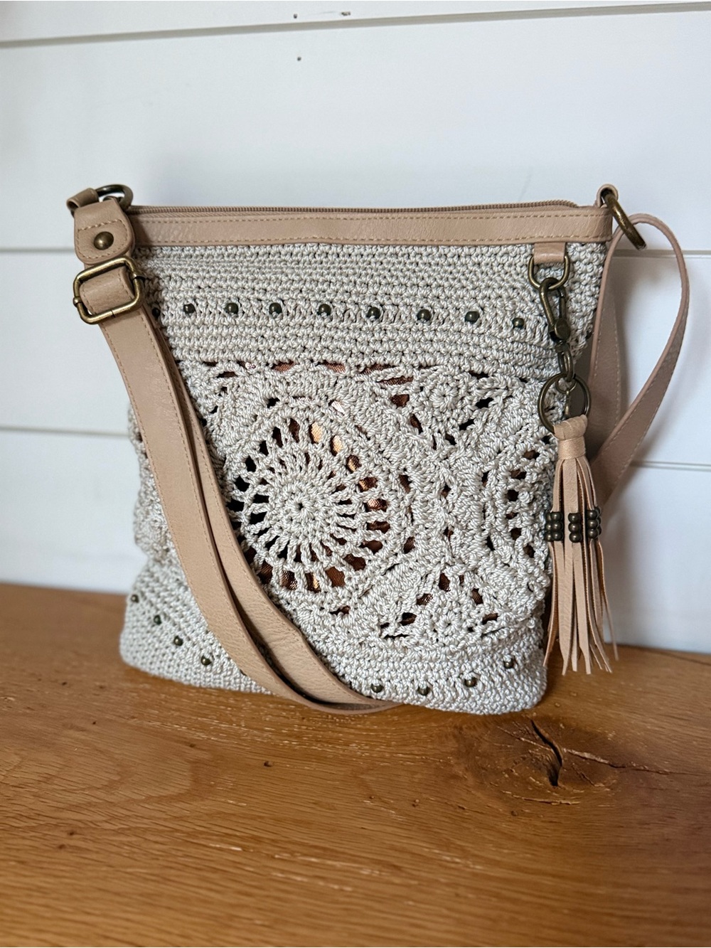Like New Sak Lucia Adjustable Crossbody Crochet Bag